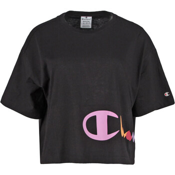 Vêtements Femme Serviettes et gants de toilette Champion Crewneck Croptop T-Shirt Noir