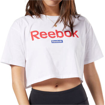 Reebok Sport Linear Logo Crop Tee Blanc
