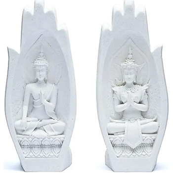 Maison & Déco Statuettes et figurines Phoenix Import Statuettes Namaste Mudra Mains avec Bouddhas blanches Blanc
