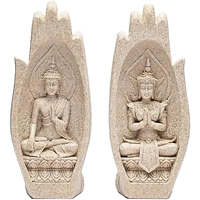 Maison & Déco Lune Et Lautre Phoenix Import Statuettes Namaste Mudra Mains avec Bouddhas couleur sable Beige