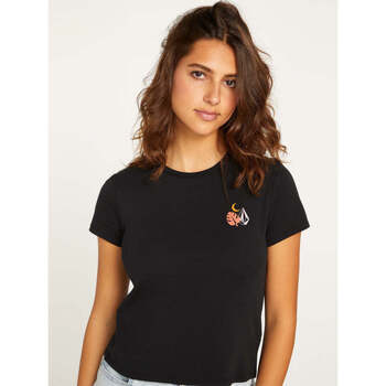Vêtements Femme T-shirts manches courtes Volcom Camiseta Chica  Have a Clue Tee Black Noir