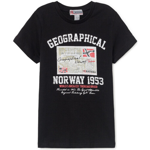 Vêtements Enfant T-shirts manches courtes Geographical Norway T-Shirt manches courtes en coton Noir