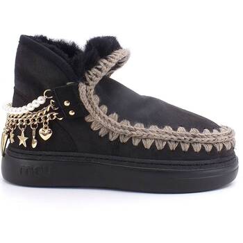Chaussures Femme Bottes Mou Eskimo Chain Stivaletto Pelo Donna Off Black MU.FW411008A Noir