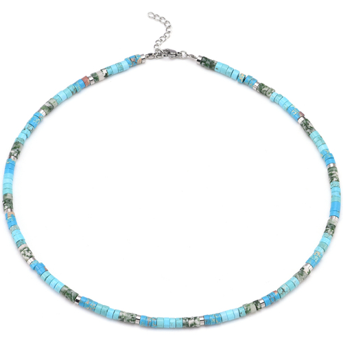 Montres & Bijoux Colliers / Sautoirs Sixtystones Collier Perles Heishi Turquoise Jaspe -38 cm Multicolore