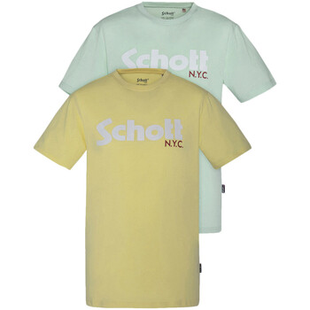 Vêtements Homme T-shirt Future Tokyo preto laranja Schott Pack de 2   ras du cou Multicolore