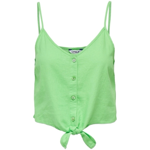 Vêtements Femme Tops / Blouses Only Top Caro Strap Linen - Summer Green Vert
