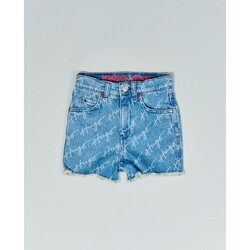 Vêtements Fille Shorts / Bermudas BOSS Short en jean avec motif logo all-over Gris