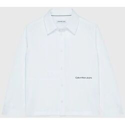 Vêtements Enfant Chemises manches longues Calvin Klein Jeans IB0IB01497 LOGO POPLIN-YAF BRIGHT WHITE Blanc