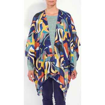 Vêtements Femme Gilets / Cardigans Veste Coton Esprit Blouson Poncho imprimé MILO Multicolore