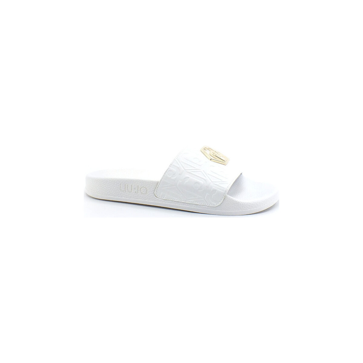 Chaussures Femme Bottes Liu Jo Kos 01 Ciabatta Slipper Spreading Logo White BA2173EX098 Blanc