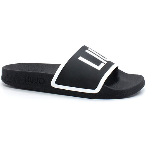 Chaussures Femme Bottes Liu Jo Kos 02 Ciabatta Slipper Logo Black White BA2169EX102 Noir