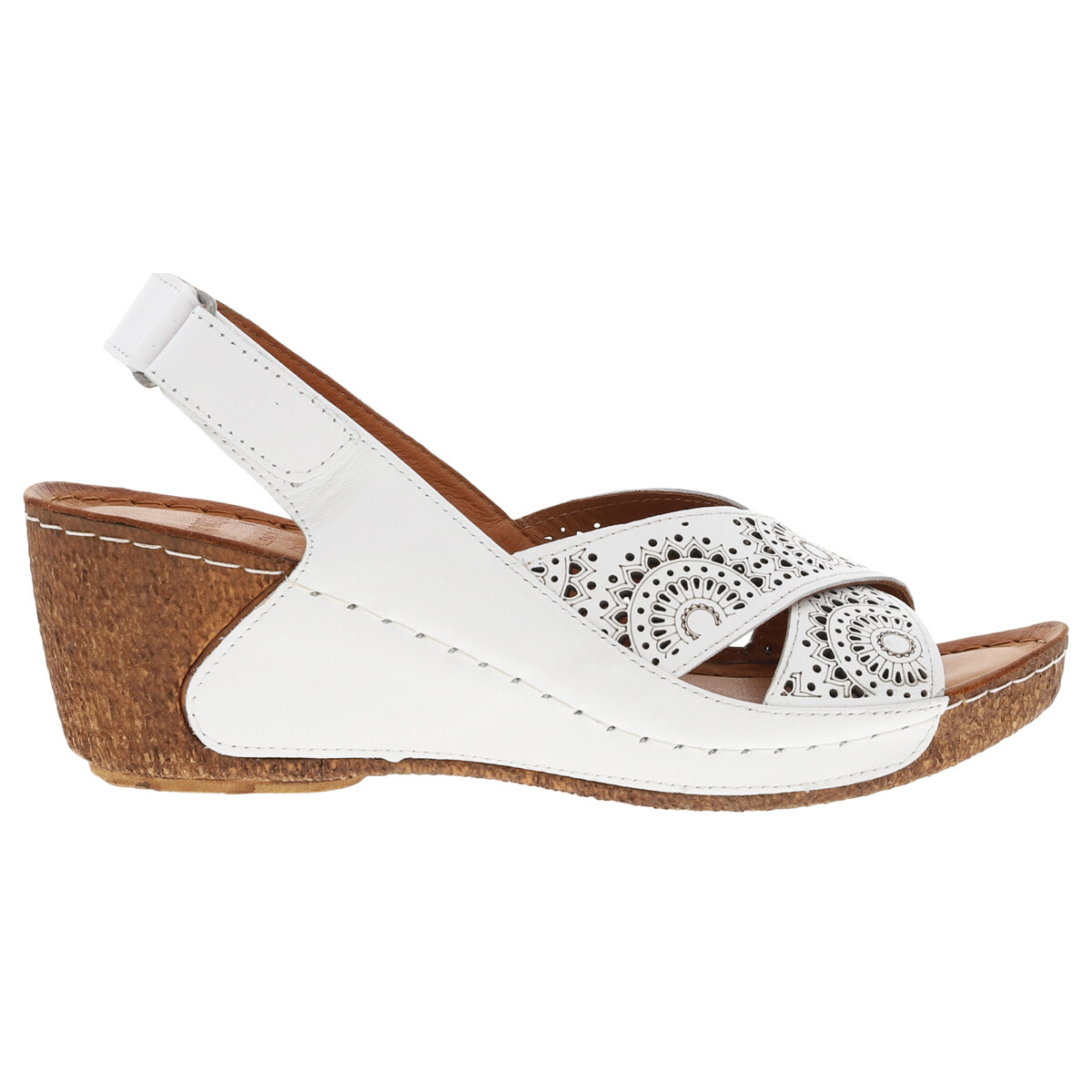 Chaussures Femme Sandales et Nu-pieds Karyoka Nu-pieds cuir talon compensé haut Blanc