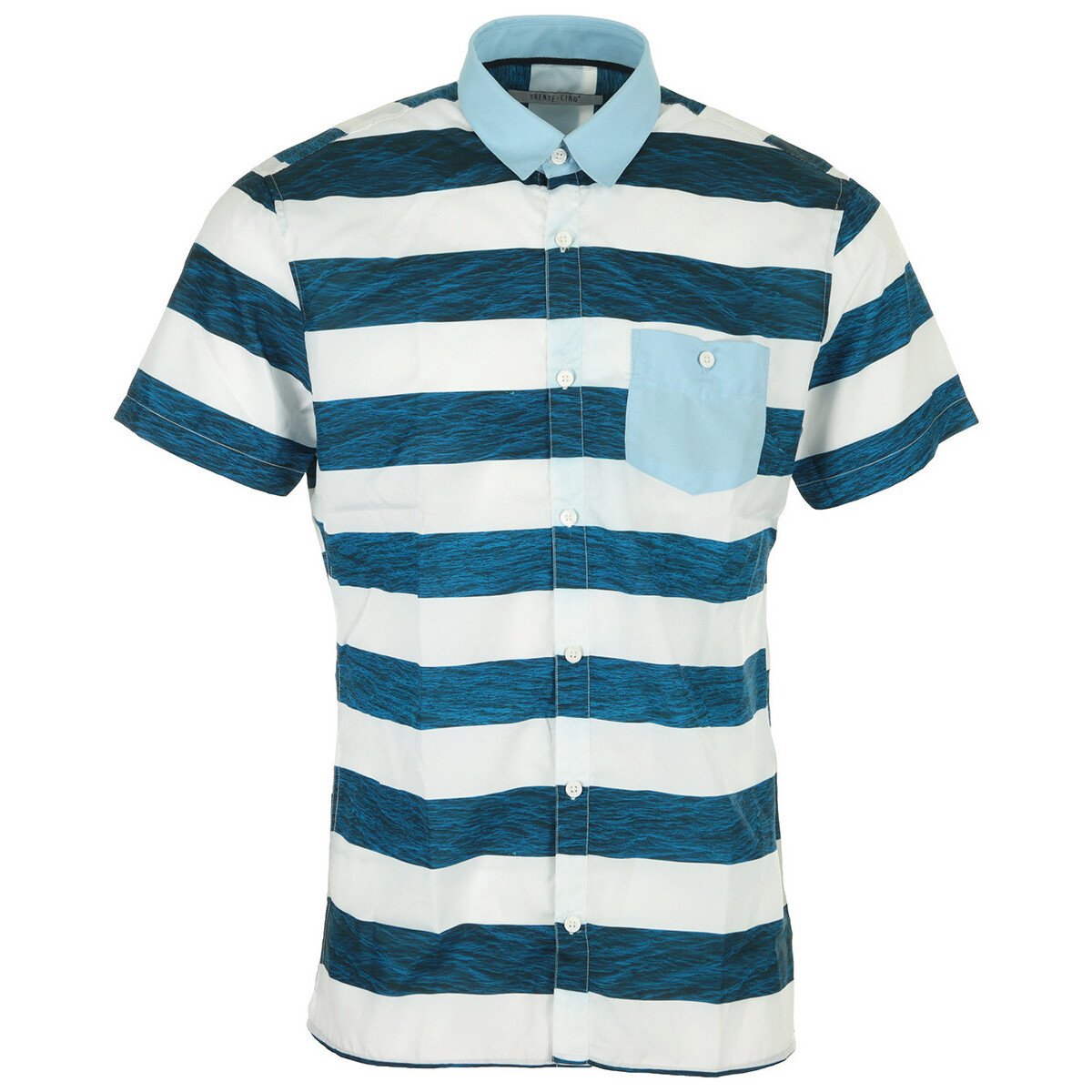 Vêtements Homme Chemises manches longues Trente-Cinq° Shirt MC Razo Fin Bleu