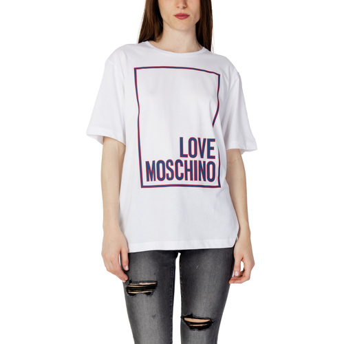 Vêtements Femme short sleeve T-shirt in pure black cotton Love Moschino W4F8752M4405 Blanc