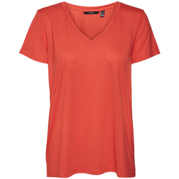 Vêtements Femme T-shirt Essentials Cropped Logo vermelho branco mulher Vero Moda 10260455 Rose