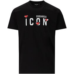 Vêtements Homme T-shirts manches courtes Dsquared Icon Heart Pixel Noir