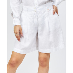 Vêtements Femme Shorts / Bermudas BOSS Short en lin avec boutons et zip Blanc