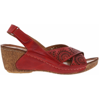Chaussures Femme Sandales et Nu-pieds Karyoka Nu-pieds cuir talon compensé haut Rouges