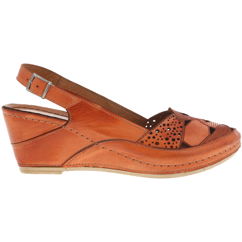 Chaussures Femme Sandales et Nu-pieds Karyoka Nu-pieds cuir talon compens? haut Orange