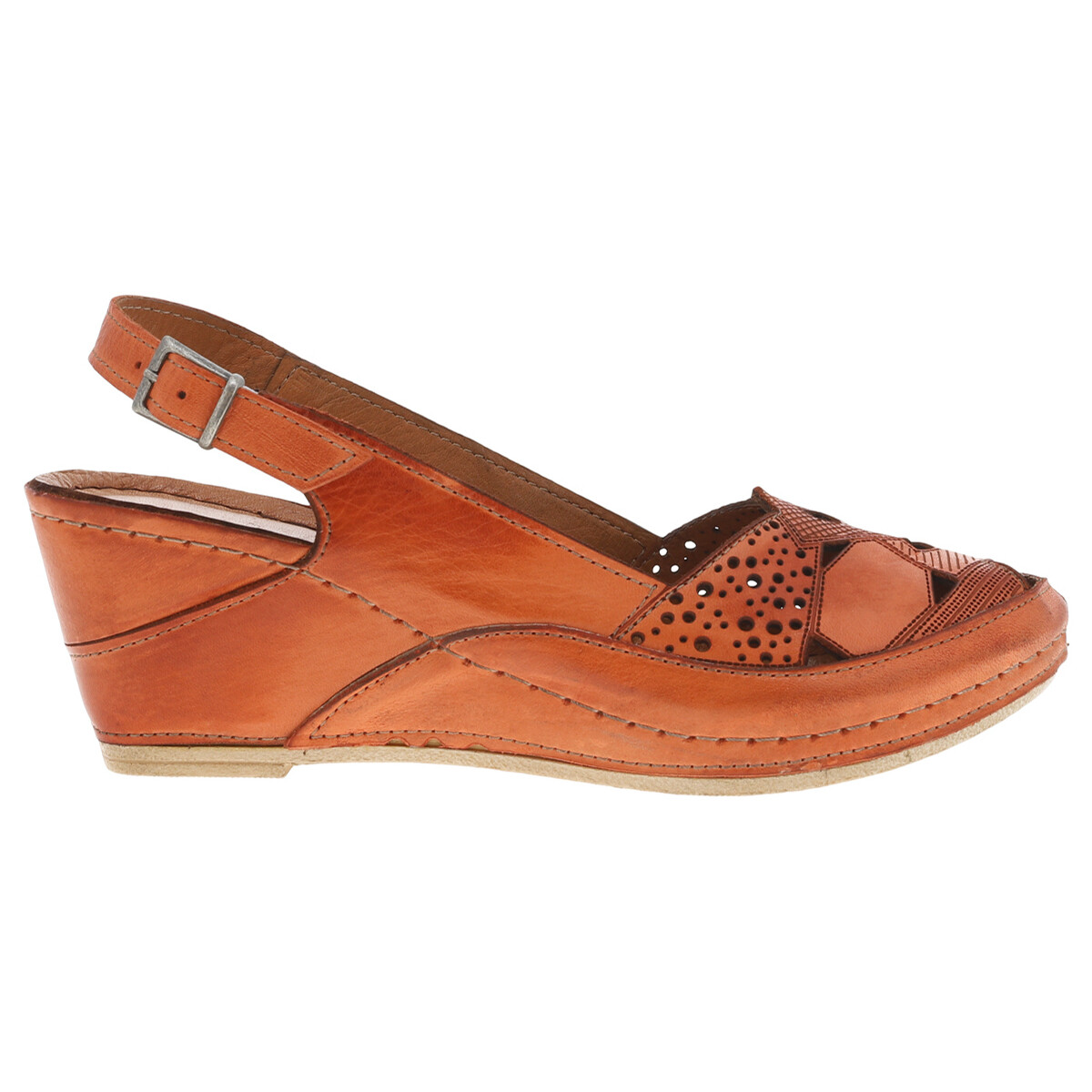 Chaussures Femme Sandales et Nu-pieds Karyoka Nu-pieds cuir talon compensé haut Orange
