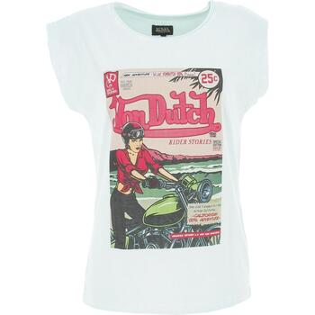 Vêtements Femme T-shirts manches courtes Von Dutch Vd tee shirt mc effet use et print devant Bleu ciel