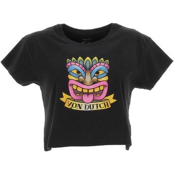 Vêtements Femme T-shirts manches courtes Von Dutch Vd crop top et print devant strass Noir