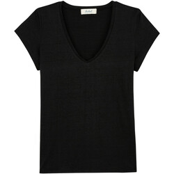 Vêtements Femme T-shirts manches courtes Achel Par Lemahieu T-shirt col V femme lin Noir Noir