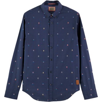 Vêtements Homme Chemises manches longues Structured Stripe Pocket T Slim Fit Fil Coupe Jacquard Shirt Bleu