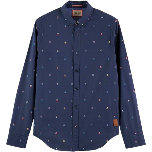 Vêtements Homme Chemises manches longues men polo-shirts caps accessories robes Slim Fit Fil Coupe Jacquard Shirt Bleu