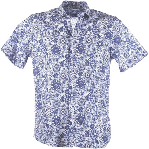 Vêtements Homme Chemises manches courtes Sl56 Camicia  Colletto Uomo Gera Bleu