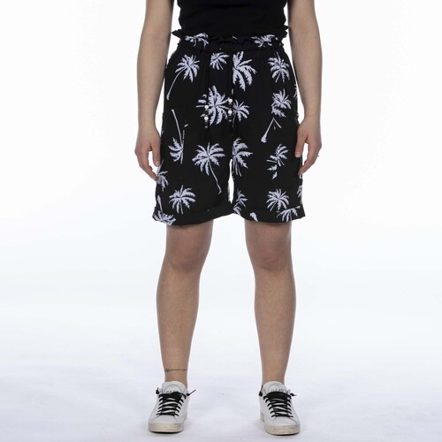 Vêtements Femme Shorts / Bermudas Shopart Bermuda  Donna In Tessuto Stampato Nero Noir