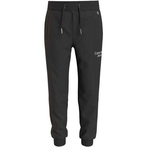 Vêtements Garçon Pantalons Calvin Klein Herringbone JEANS Pantaloni  Stack Logo Sweatpants Noir