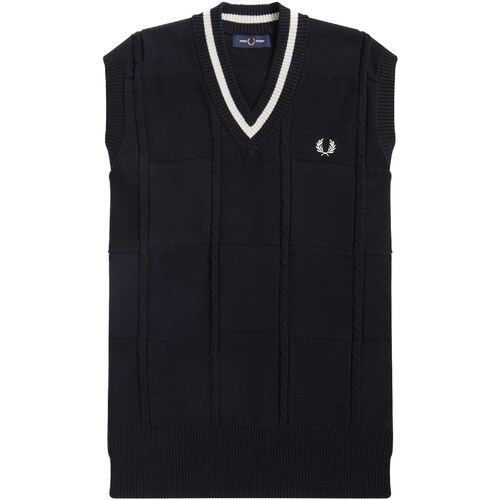 Vêtements Homme Sweats Fred Perry Maglione  Fp Cable Knit Tank Nero Noir