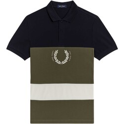 Vêtements Homme T-shirts & over Polos Fred Perry Fp Printed Colour Block over Poloshirt Bleu
