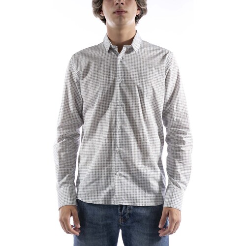 Vêtements Homme Chemises manches longues Sl56 Camicia  Fantasia Bianco Blanc