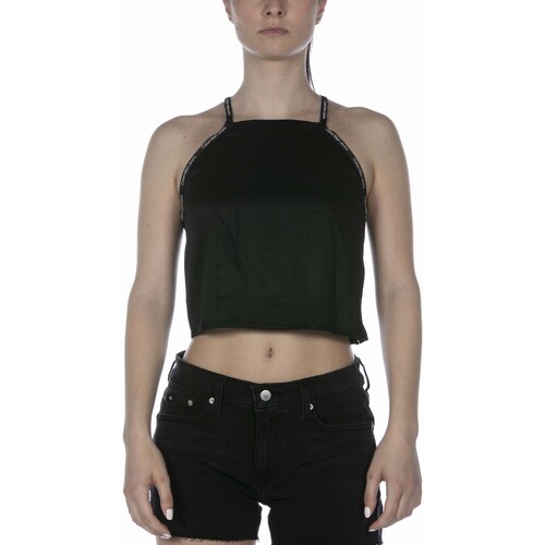 Vêtements cover Débardeurs / T-shirts sans manche Calvin Klein Jeans Top  Repeat Logo Sleevele Nero Noir