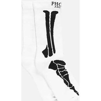Accessoires Homme Chaussettes Phobia Calze Phobia Socks With Black Bones Bianco Blanc