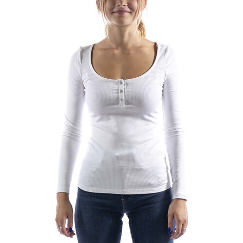 Vêtements Femme T-shirts & Polos Guess Maglia  Karlee Jewel Henley Bianco Blanc