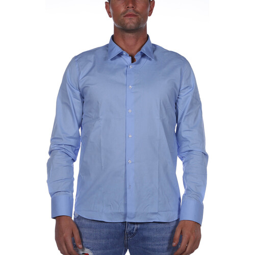 Vêtements Homme Chemises manches longues Sl56 Camicia  Colletto Cotone Marine