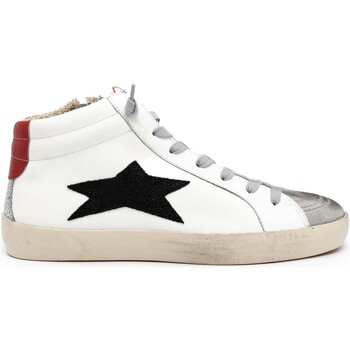 Chaussures Homme Baskets mode Okinawa Sneakers  Mid Pelle Bianco Blanc