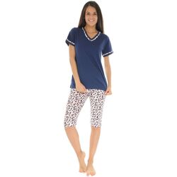 Vêtements Femme Pyjamas / Chemises de nuit Christian Cane PYJAMA COURT BLEU VALIA Bleu
