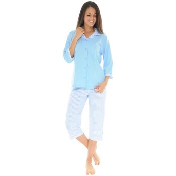 Vêtements Femme Pyjamas / Chemises de nuit Christian Cane PYJAMA COURT BLEU VIANELLE Bleu