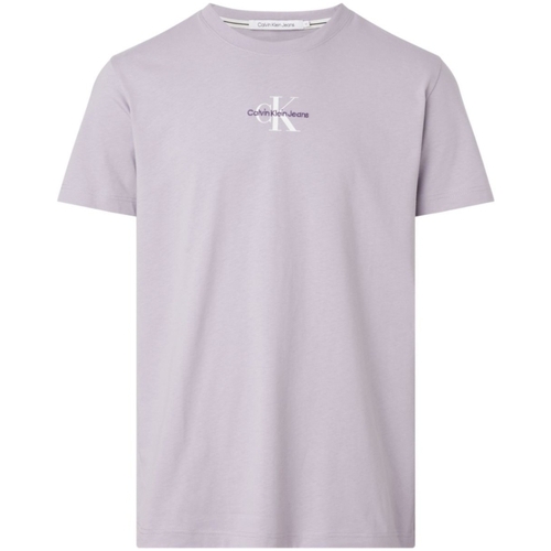 Vêtements Homme T-shirts & Polos Calvin Klein JEANS Linen T shirt homme Calvin Klein Ref 60224 Violet Violet