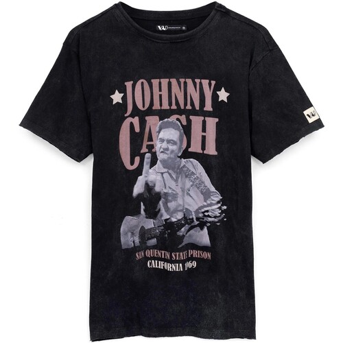 Vêtements T-shirts manches longues Johnny Cash  Noir