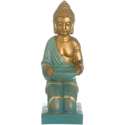 Maison & Déco Brett & Sons Ixia Statue de Bouddha or et turquoise Doré