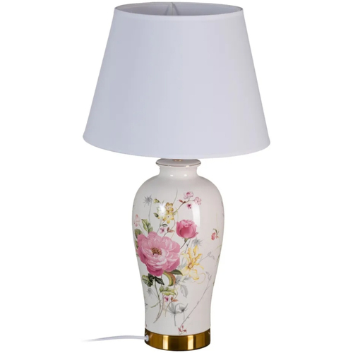 Gagnez 10 euros Lampes à poser Ixia Lampe en céramique floral 54 cm Blanc