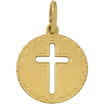 Montres & Bijoux Femme Pendentifs Brillaxis Médaille  or jaune 18 carats croix ajourée Jaune