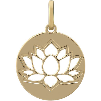Boucles Doreilles Pendantes Femme Pendentifs Brillaxis Médaille or jaune 18 carats fleur de lotus ajourée Jaune