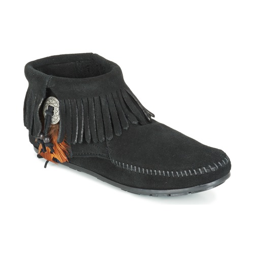Chaussures Femme Boots Minnetonka CONCHO FEATHER SIDE ZIP BOOT Noir
