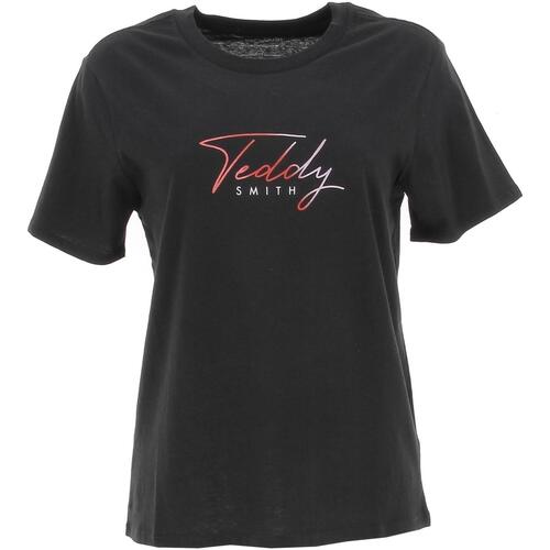 Vêtements Fille T-shirts manches courtes Teddy Smith T-felzy mc jr Noir
